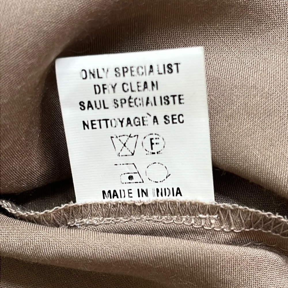 anthropologie blank london taupe tie neck beaded neckline flutter sleeve top - Picture 15 of 17